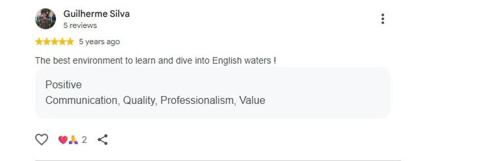 Guilherme Silva – avaliação da CK English no Google