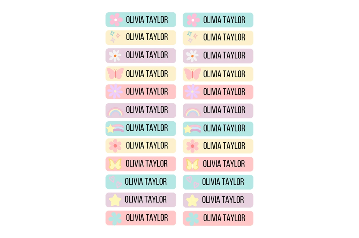 Personalised Stationary Name Labels Set of 24 Blissful Creations