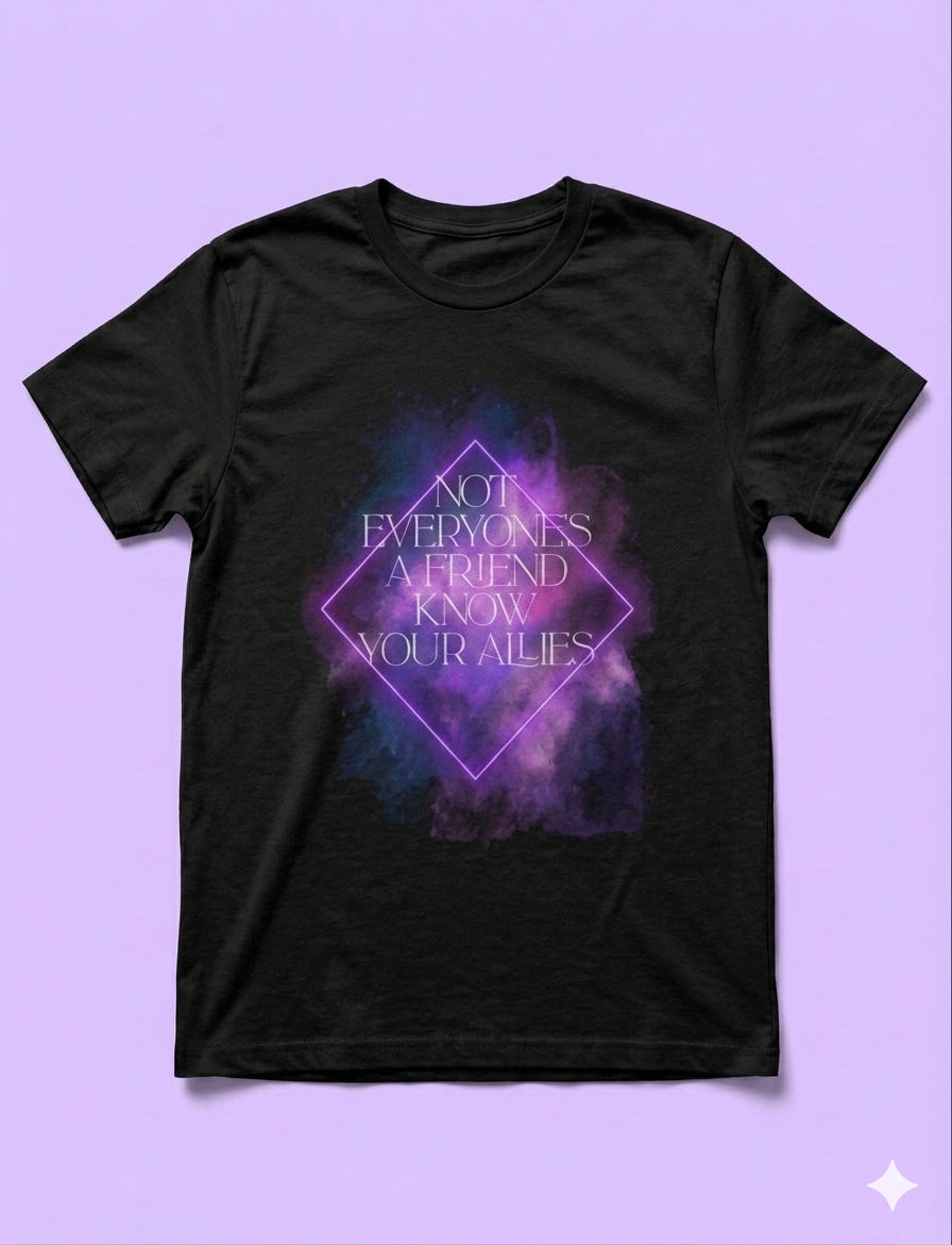 Thumbnail: Black No Friends Tee with purple nebula graphic