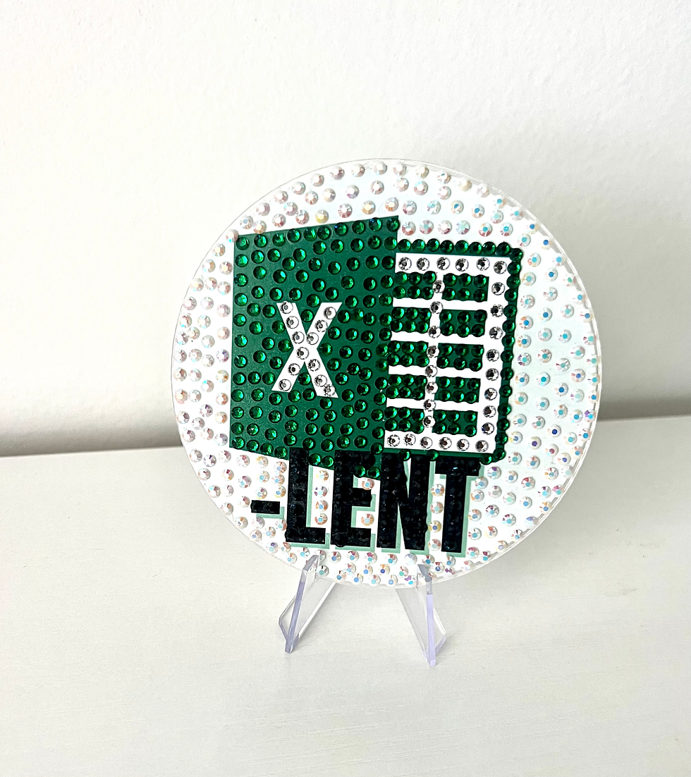Thumbnail: Bedazzled coaster featuring the Excel logo, perfect for math teachers and finance professionals.
