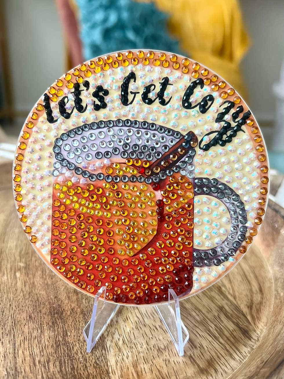 Thumbnail: best thanksgiving decor. apple cider coaster. blinged and bedazzled