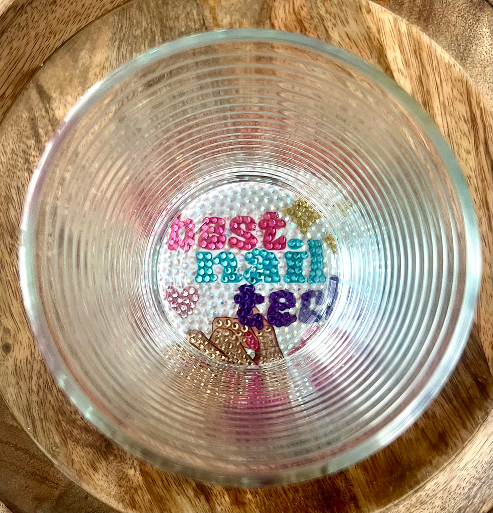 Thumbnail: blinged coaster with a vibrant, groovy design, ideal for celebrating the best nail tech.