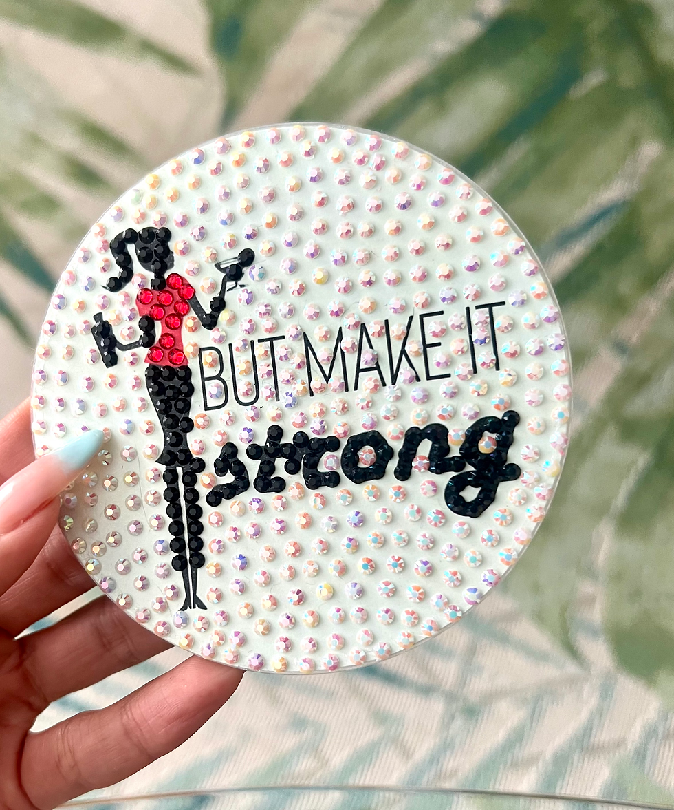 Thumbnail: skinny girl margarita coaster. skinny but make it strong. bedazzled and rhinestoned coaster