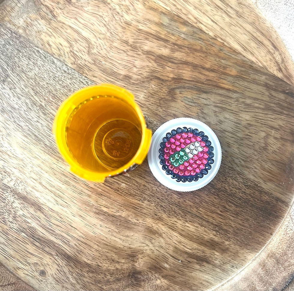 Thumbnail: #MentalHealthAwareness break the stigma pill bottle. blinged pill bottle