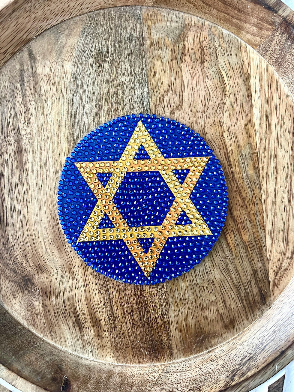 Thumbnail: Celebrate Jewish traditions with a handcrafted Star of David coaster. Perfect for Hanukkah! bedazzled and blinged
