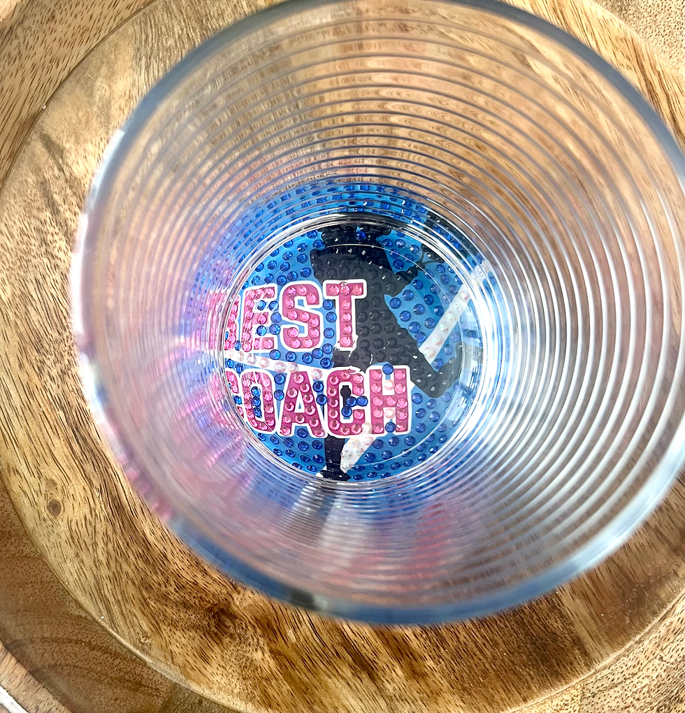 Thumbnail: bedazzled coaster with a silhouette of a woman playing tennis, perfect for celebrating the best tennis coach.