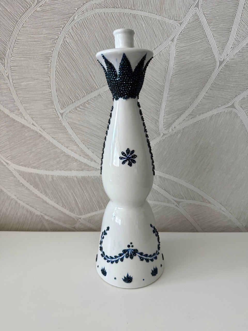clase azul 750 ml bottle rhinestoned and bedazzled with blue rhinestones