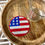 Thumbnail: Handcrafted USA Flag Bedazzled Coaster with sparkling gems and rhinestones, perfect for patriotic celebrations. 2024 flag dec