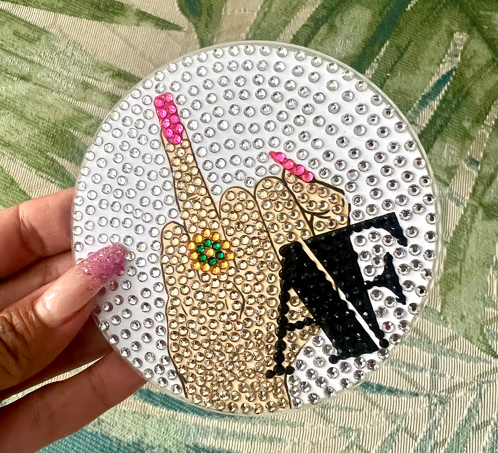 Thumbnail: Engaged AF  bedazzled on a 4 inch acrylic round.Great gifts for newly weds.