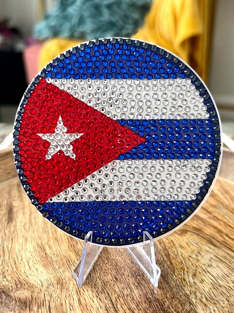 bandera de Cuba decoración de cuba Bedazzled coaster of the Cuba flag , perfect for Cuban football fans holiday celebration
