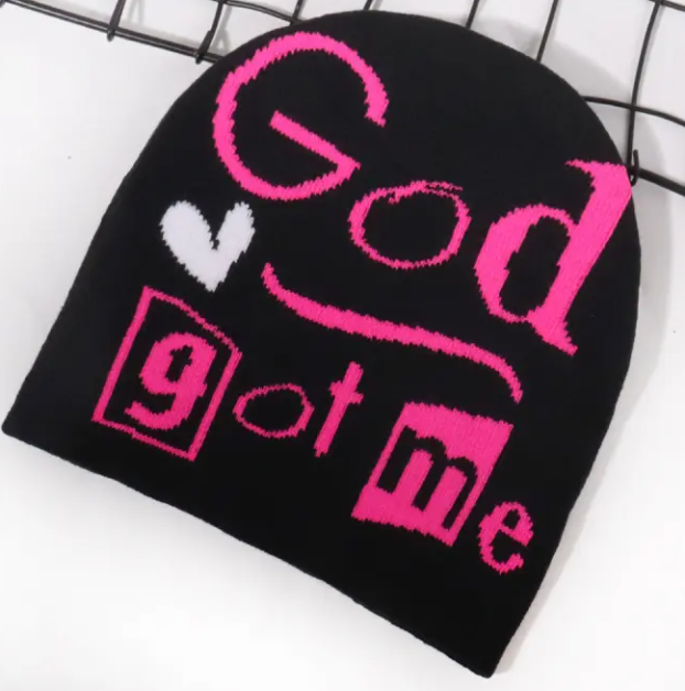 Thumbnail: “God Got Me” Beanie Hat with Red Heart | Christian Faith Knit Cap | Inspir