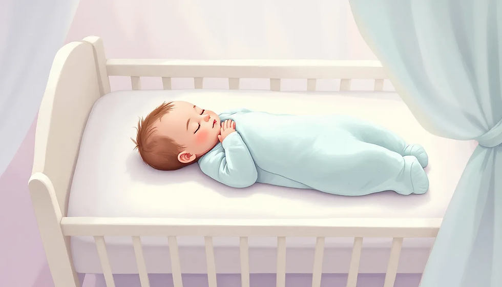 A baby transitioning out of swaddles, showcasing a crib with a baby in a sleep sack.