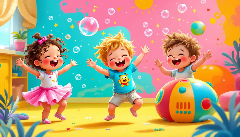 Toddlers dancing and enjoying music together.