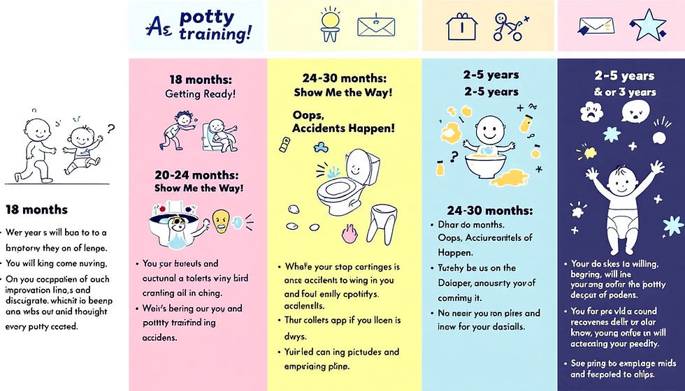 A chart displaying age milestones for potty training, emphasizing readiness at different ages.