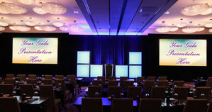 Stage setup at a fundraiser.