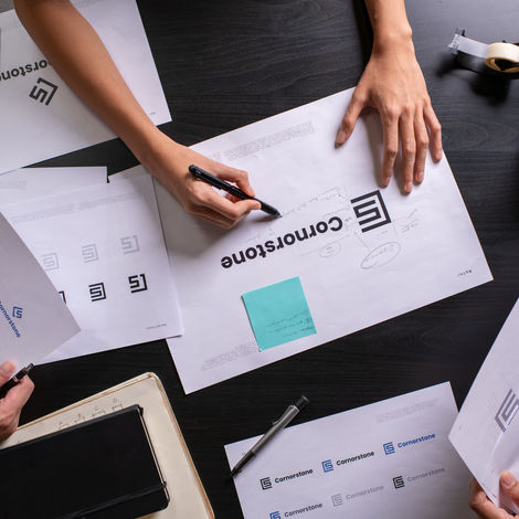 Group brainstorming logo design