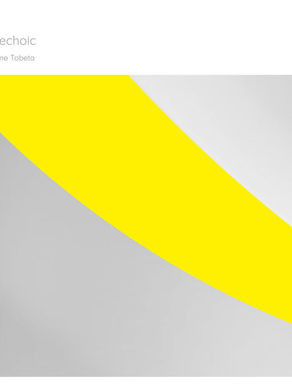The abstract cover art for Bajune Tobeta's Anechoic album with gray background and a bright yellow diagonal band; text reads Anechoic and Bojune Tobeta.