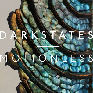 The cover for Darkstates, "Motionless" single, showing a close-up of textured blue and green pattern resembling scales. Overlaid white text reads "DARKSTATES MOTIONLESS."