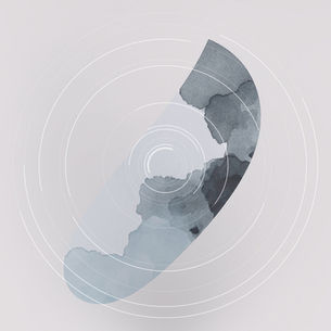 The cover for Japanese music producer Hiromu Yamaguchi's The City & Diurnal Modulation album released on Teinei records. Abstract blue-gray watercolor arc on pale background, overlaid with thin concentric rings; calm, minimal design.