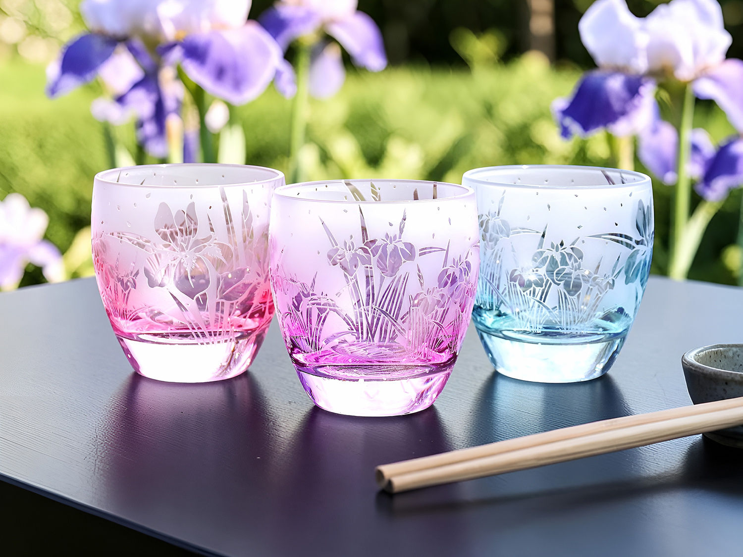 淡彩華菖蒲のお猪口