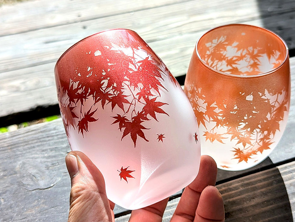 サムネイル： ＭＯＭＩＪＩコロッとグラス【赤と橙ペア】