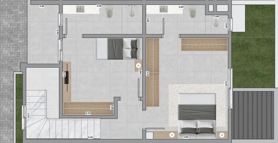 Planta humanizada, duas suites, sobrados, duplex, alto padrão