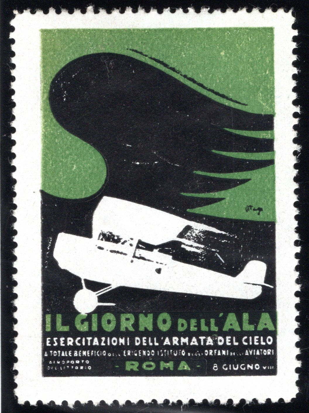 Italy Aviation Vignette, Air Show, 34mm x 50mm design, Generous Borders, VF, MNH