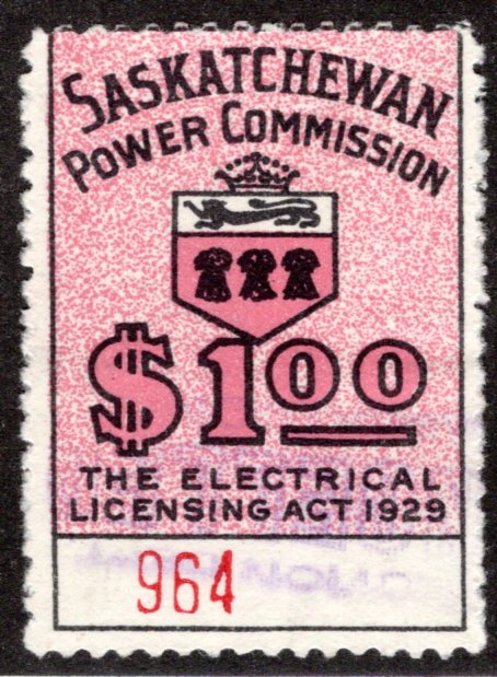 van Dam SE11a, Used, Pinperf, LOW #, 1929 Saskatchewan Electrical, Canada