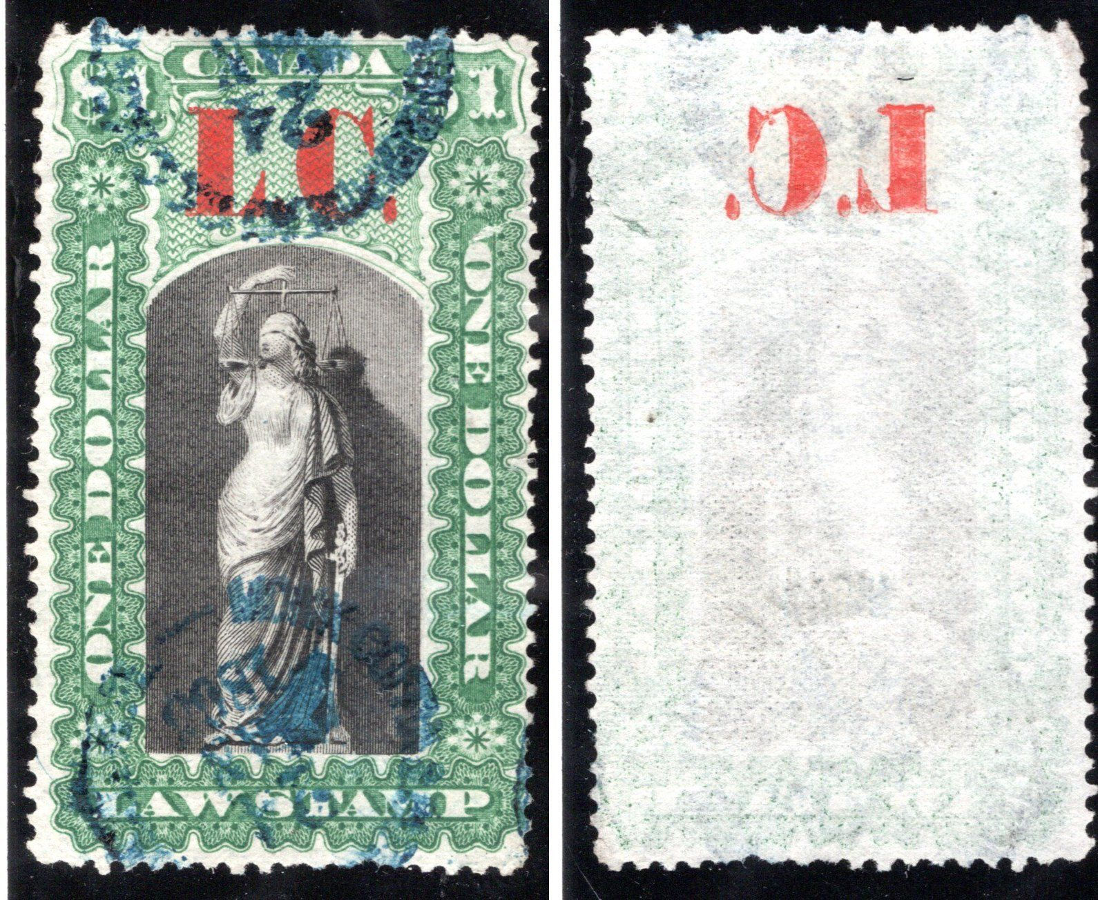 van Dam QL10 UNLISTED Variety or Error/Freak, Heavy Offset of "L.C.", Canada