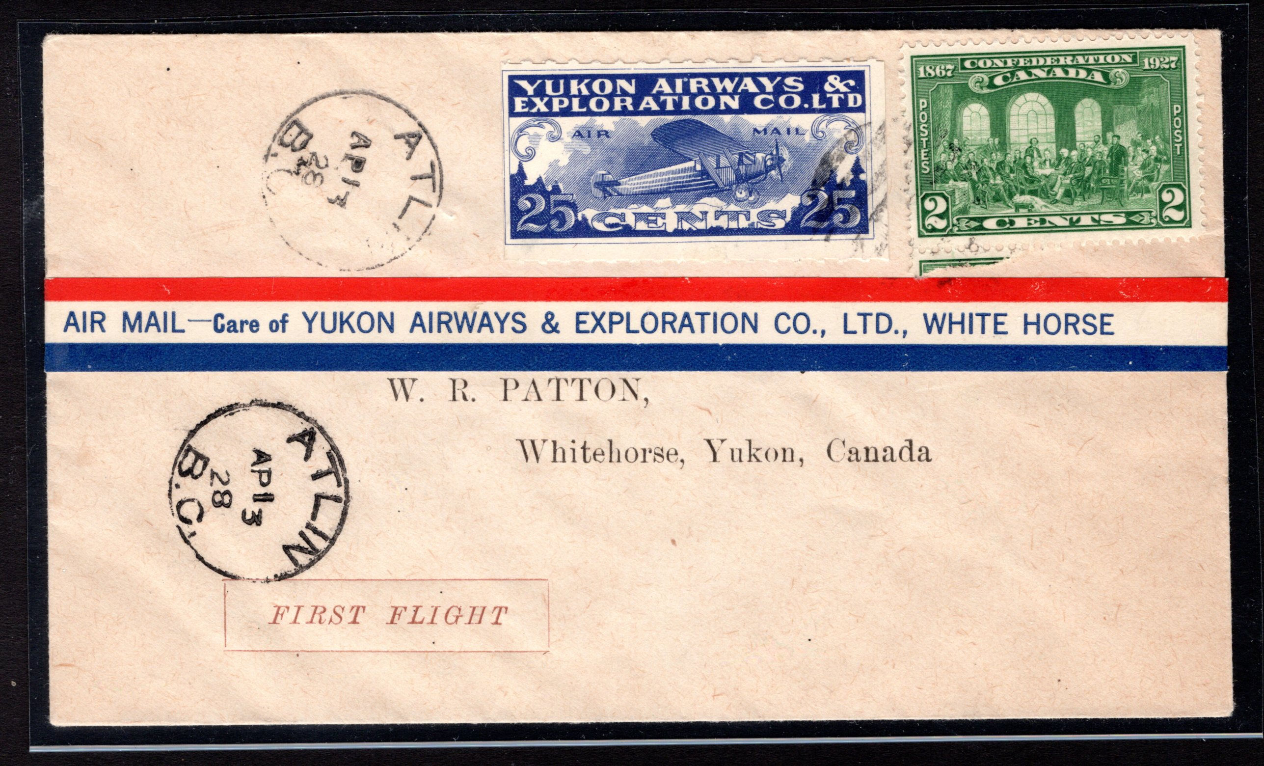 CL42a Scarce "ArRWAYS" variety tied on Atlin to Whitehorse FFC, Canada