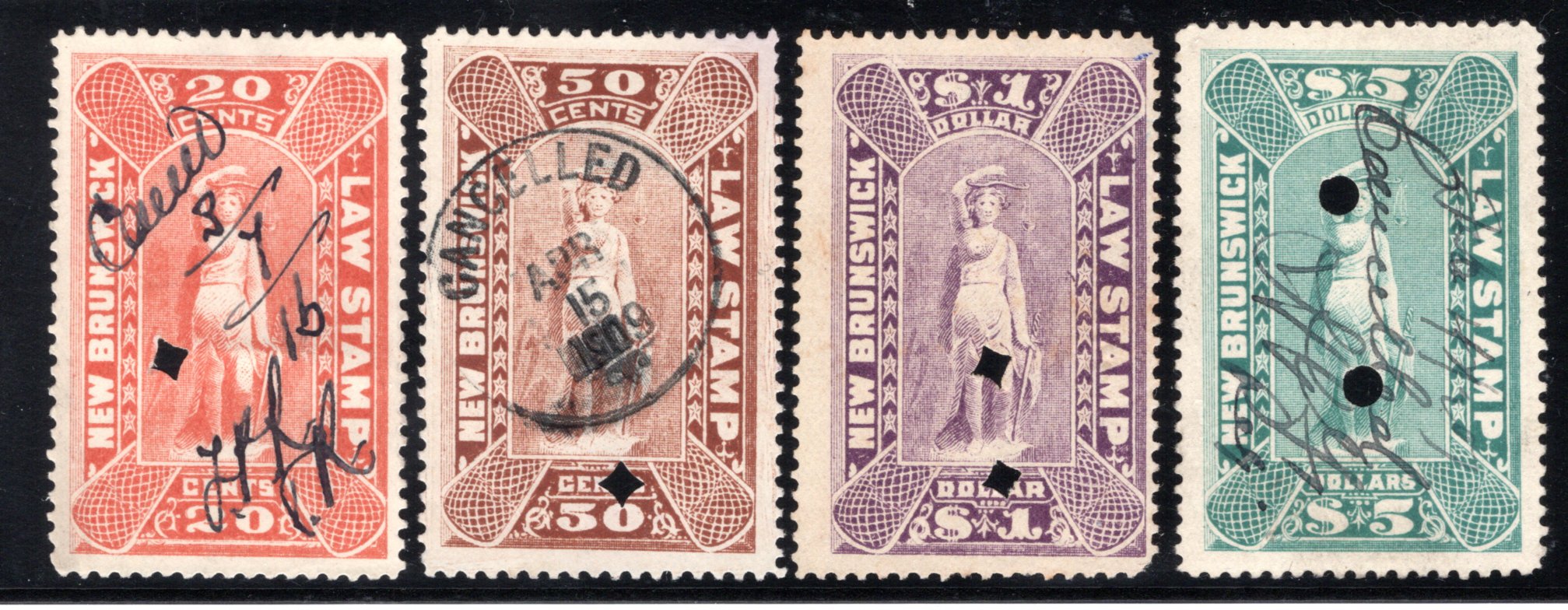 NBL9-NBL12, Used Set, New Brunswick Law, 3rd Issue, Canada