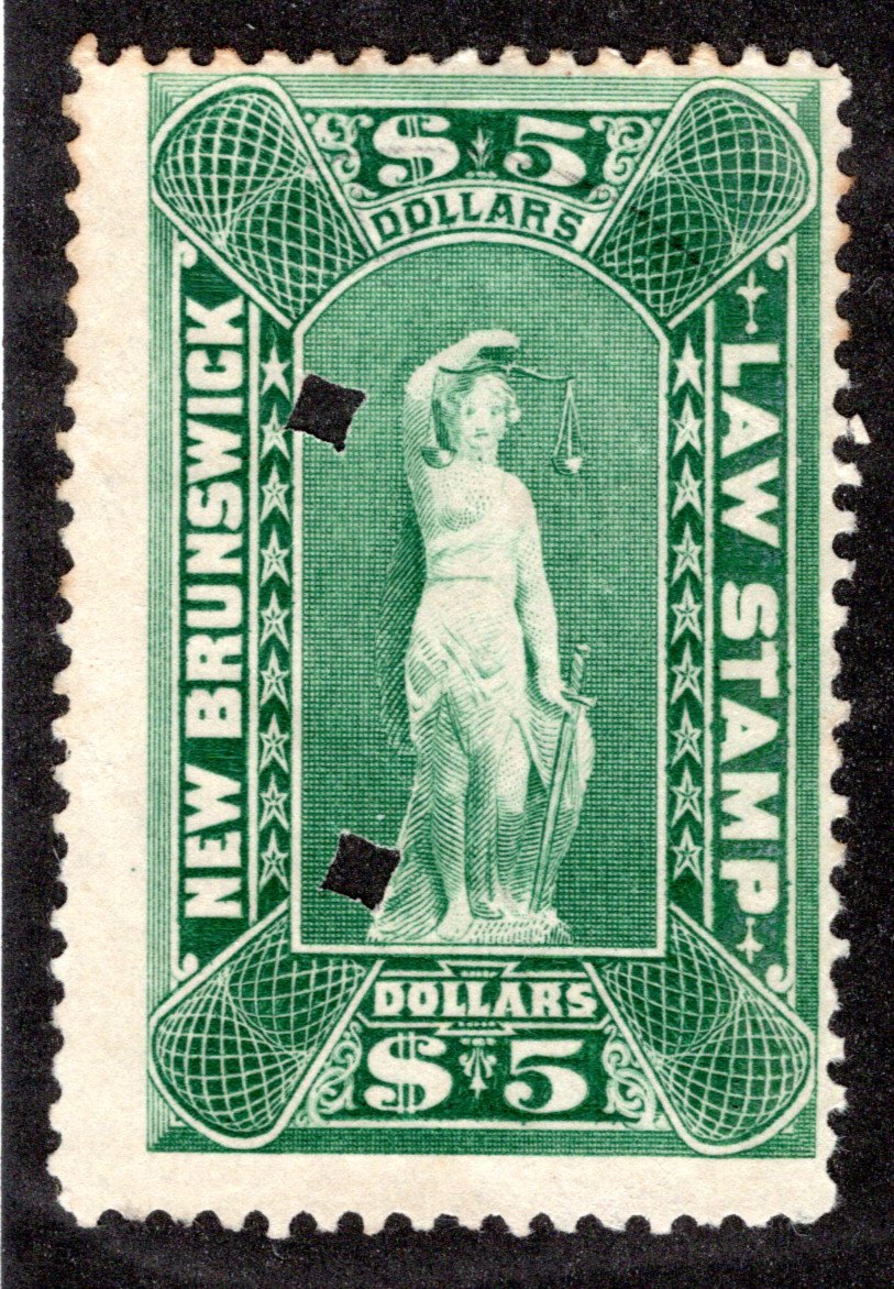 NBL8, van Dam, $5 green, 2nd Issue, p11, engraved, used, New Brunswick, Canada