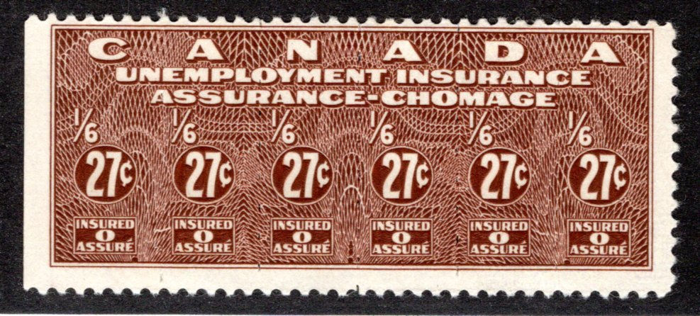 van Dam FU2, 27c, red brown, MNH, Unemployment, 1941 Issue, Canada