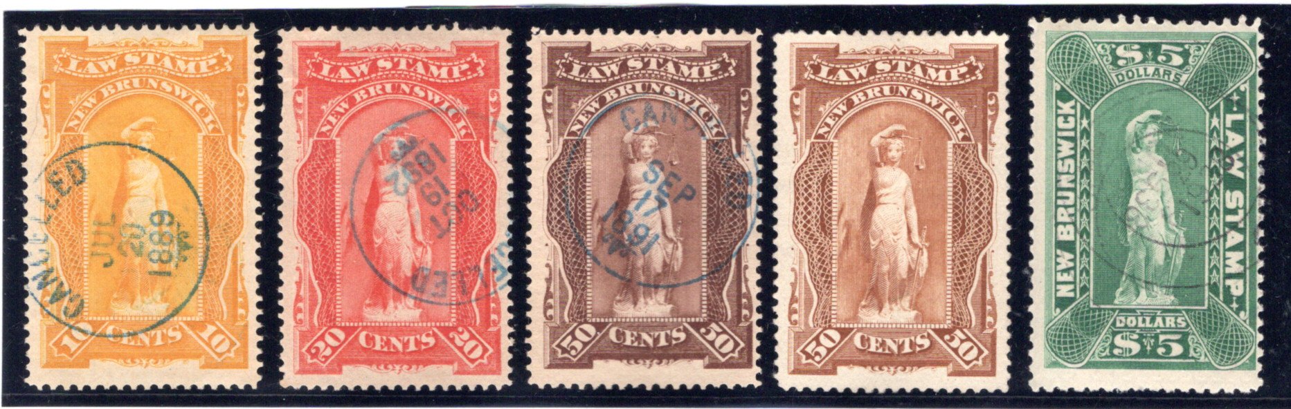 NBL5-NBL8 (incl NBL7a), Used Set (NBL8 - Full Gum), New Brunswick Law, Canada