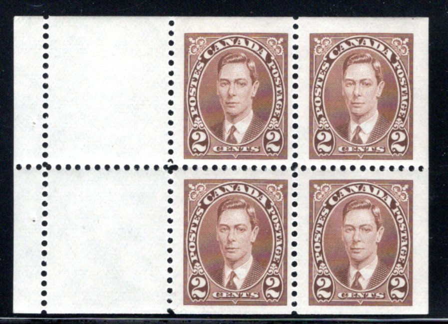 Scott 232a, 2c, KGVI Mufti Issue, booklet pane, MNHOG, F-VF, Canada