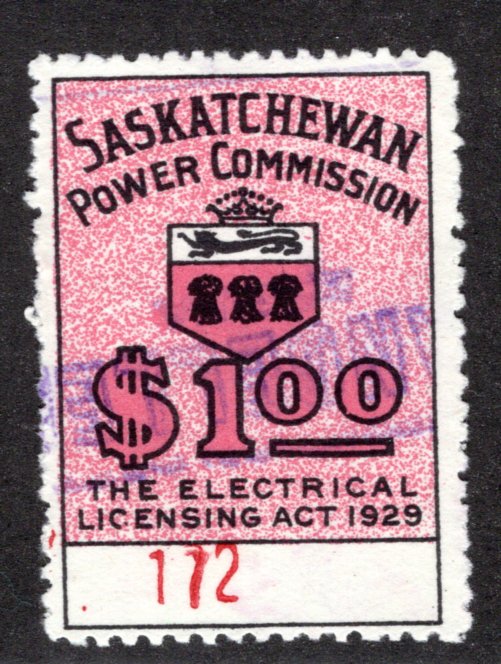 van Dam SE11a, Used, Pinperf, LOW #, 1929 Saskatchewan Electrical, Canada