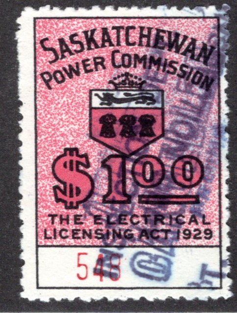 van Dam SE11a, Used, Pinperf, LOW #, 1929 Saskatchewan Electrical, Canada