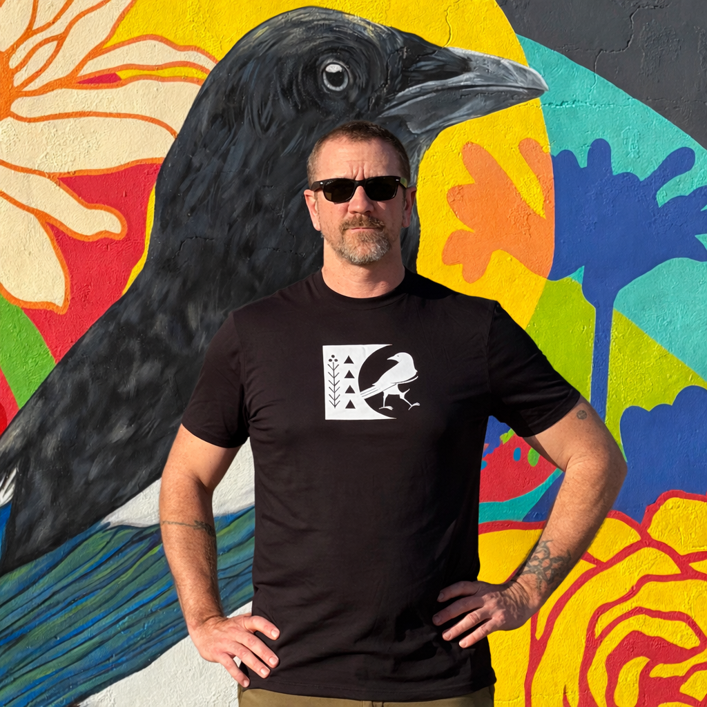 Saudi birding shirt in black with front and back design