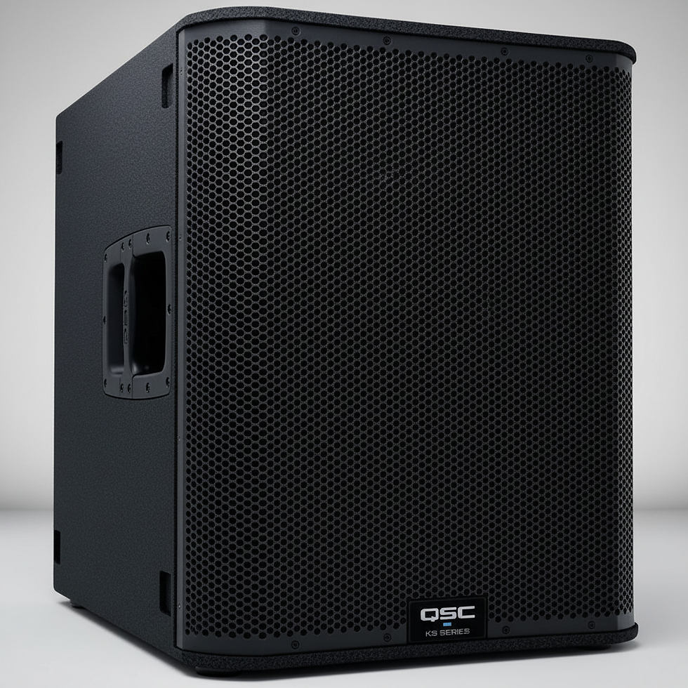 18 inch QSC powered subwoofer available for rental in the Bay Area