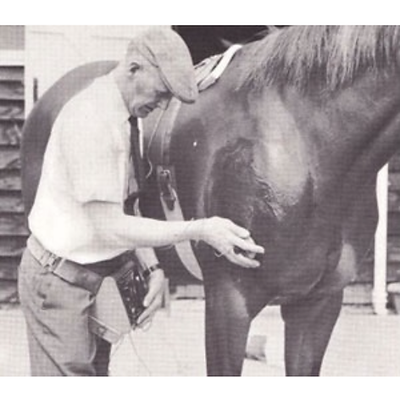 Sir Charles Strong doing Equine Transeva Technique on Lord Mountbattens and Queen Elizibeth II horses