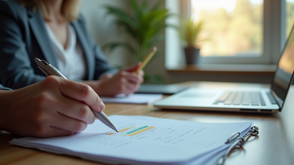 Close-up view of a coaching session with notes and a laptop