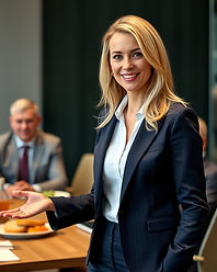 Smart professional blonde mature female