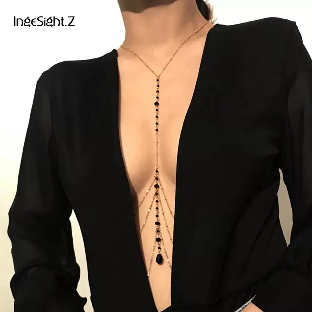 IngeSight.Z Simple Style Chain Necklace Belly Body Chain Fashion Sexy Copper