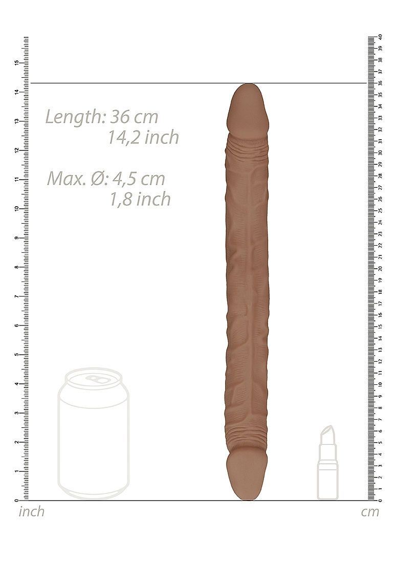Thumbnail: Shots Realrock Skin Realistic Double Dildo 14 Inch Tan