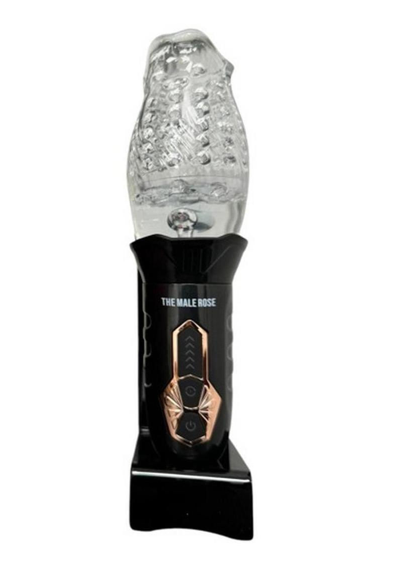 THE MALE ROSE GAWK GAWK 3000 RECHARGEABLE ROTATING MASTURBATOR IN BLACK/CLEAR