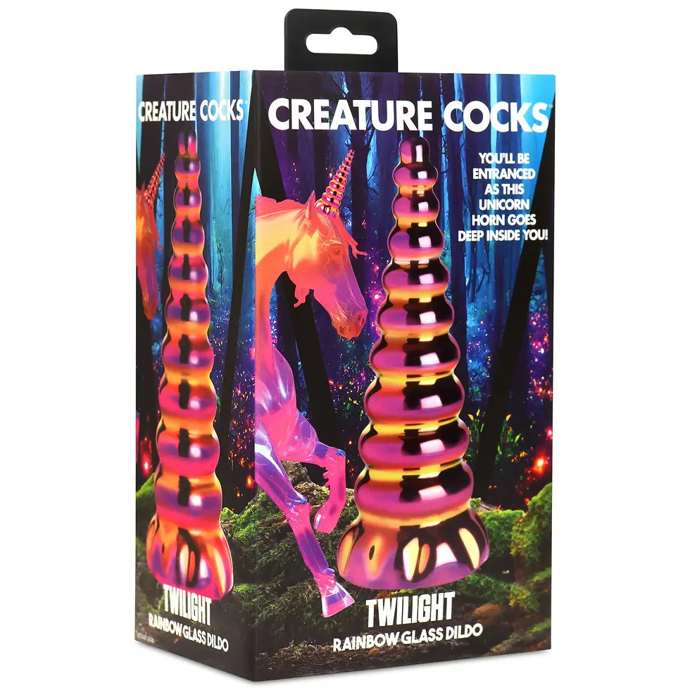 Thumbnail: XR Brands Creature Cocks Twilight Rainbow Glass Dildo