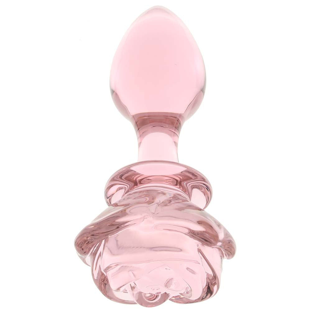 XR Brands Booty Sparks Pink Rose Glass Anal Plug