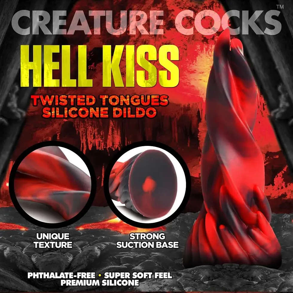 Thumbnail: XR Brands Creature Cocks Hell Kiss Twisted Tongues Silicone Dildo