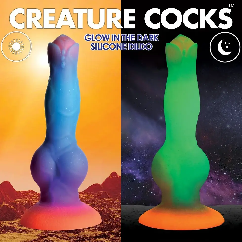 XR Brands Creature Cocks Space Cock Glow in the Dark Silicone Alien Dildo
