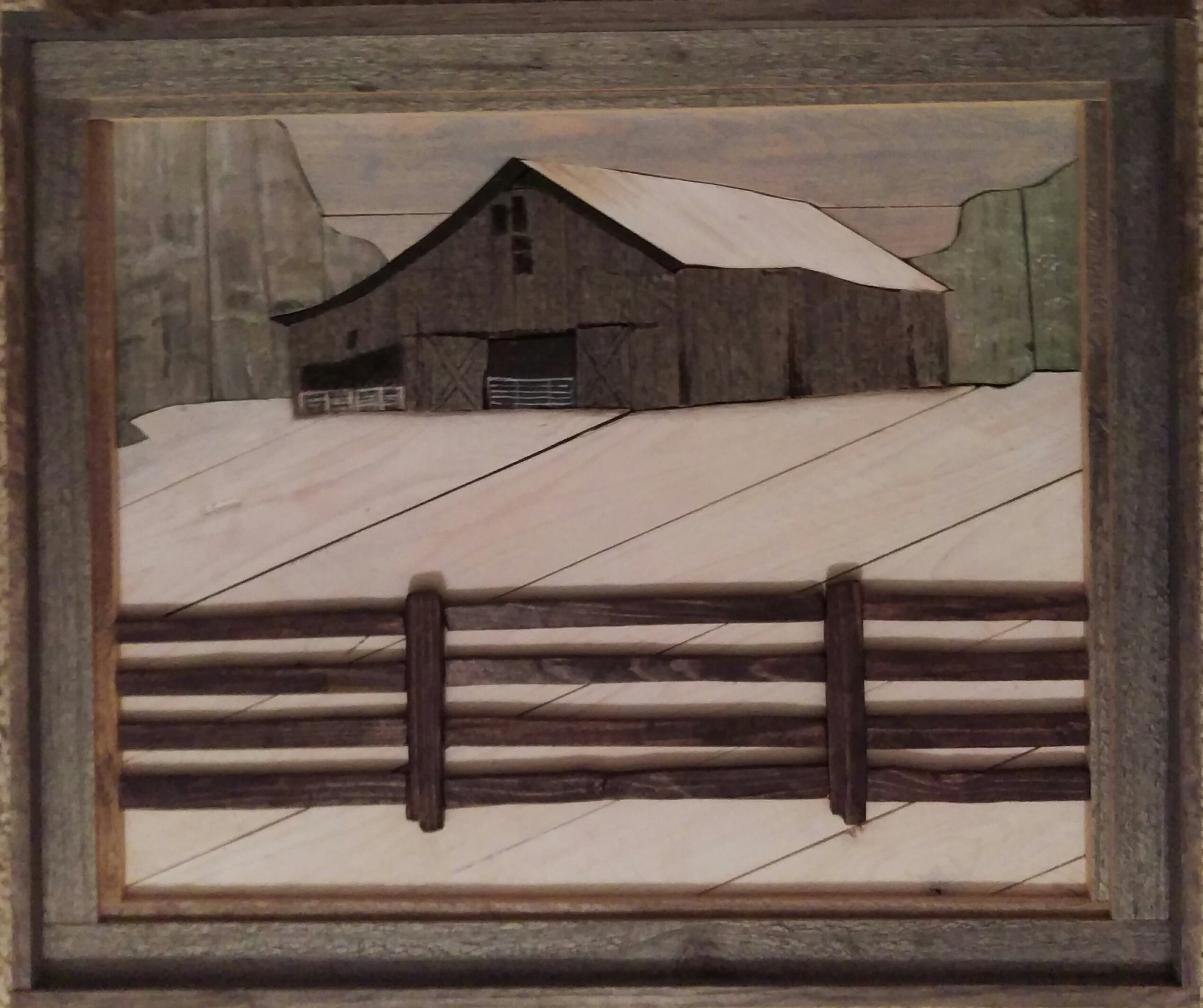 Barn with Fence Winter